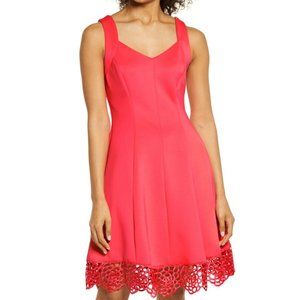 COPY - Donna Ricco Lace Trim Fit & Flare Dress